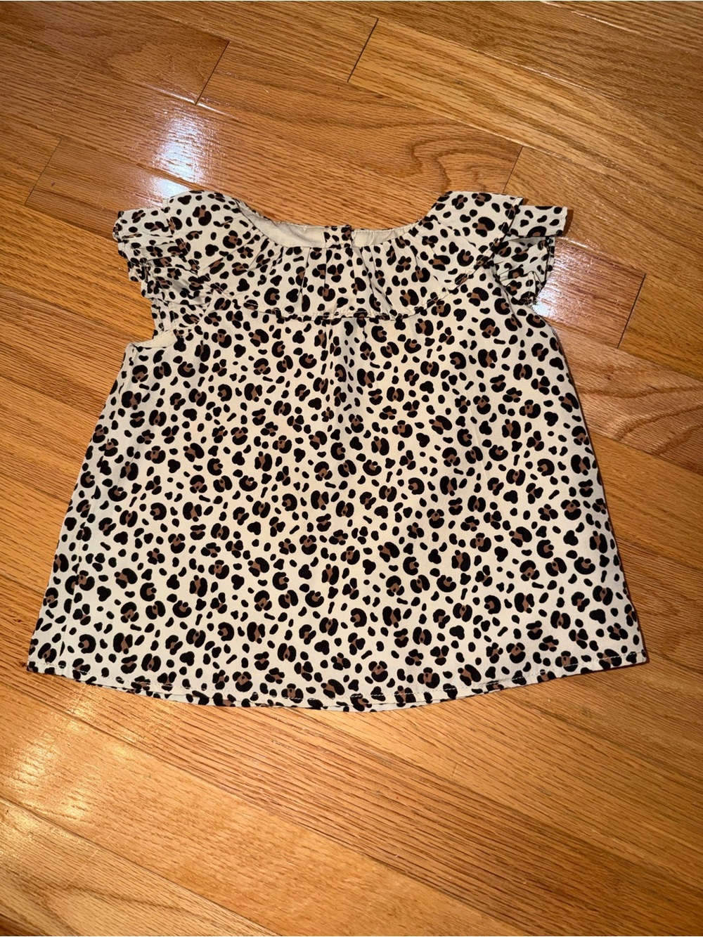 Janie and Jack Leopard Print Flutter Sleeve Top - Cream, Brown & Black